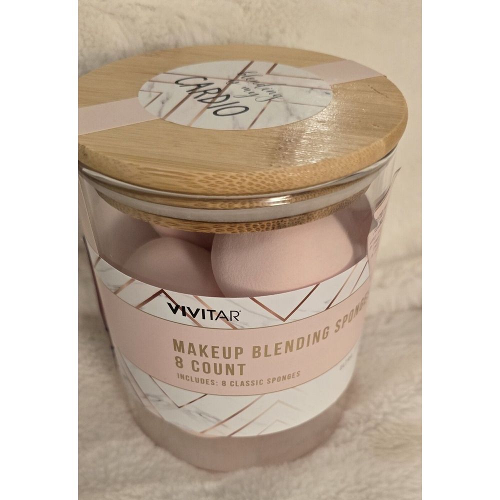 Beauty Blending Sponges Essentials Set 8 Ct $78 Value New In Reusable Glass‎ Jar